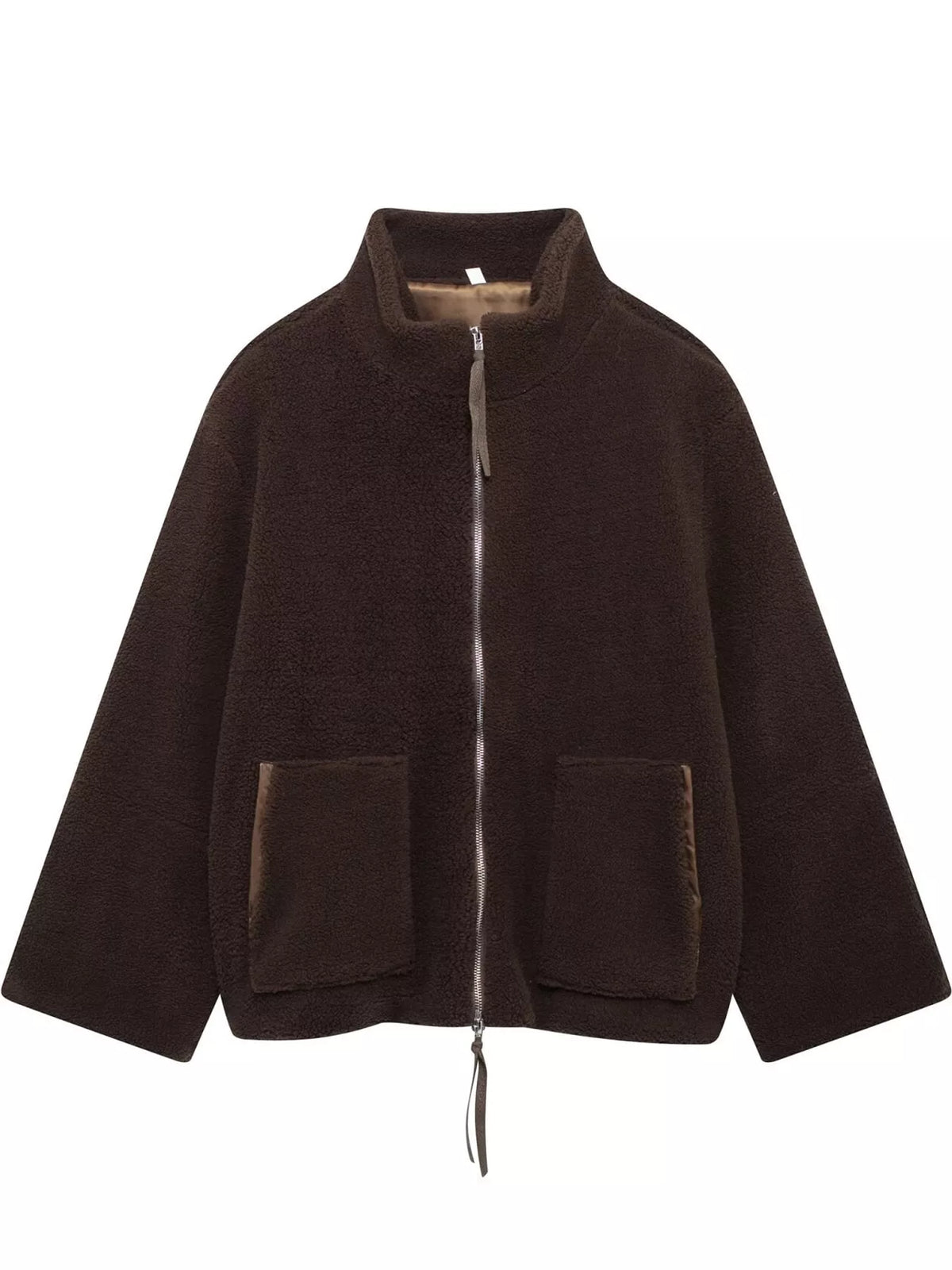 Oversized Cozy Sherpa Fleece Zip-Up Jacket