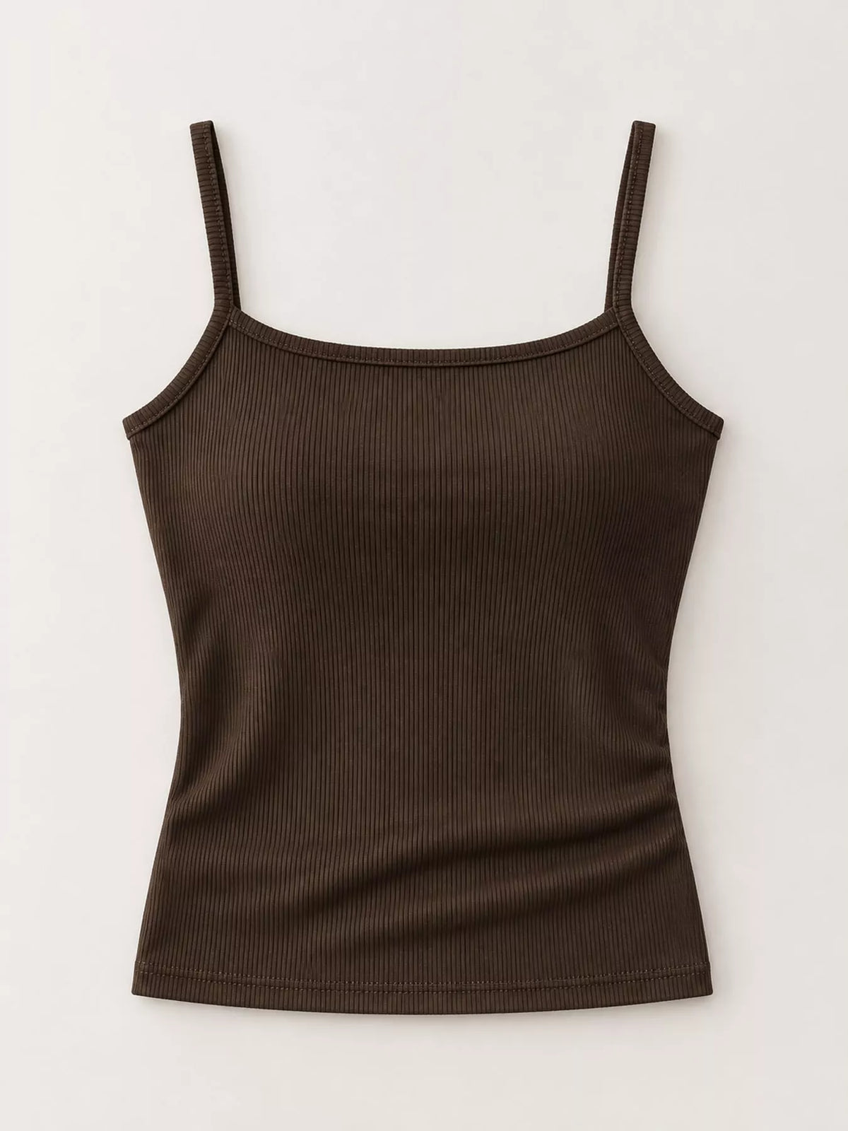 Slim-Fit Ribbed Square Neck Cami Top