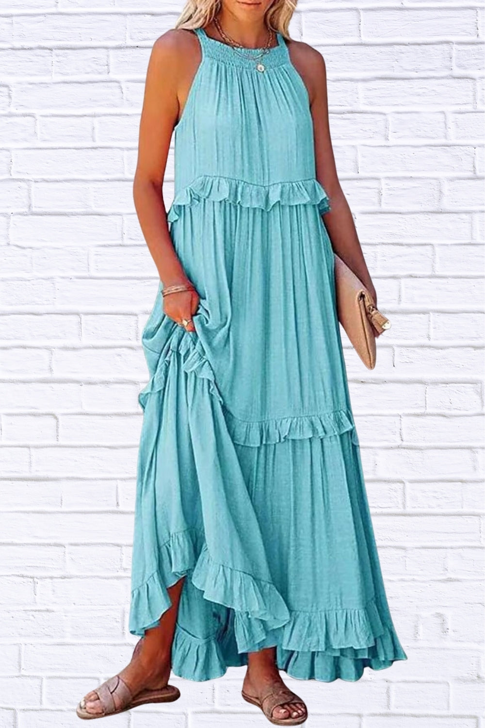 Ruffled Sleeveless Maxi Dress | Flowy & Feminine