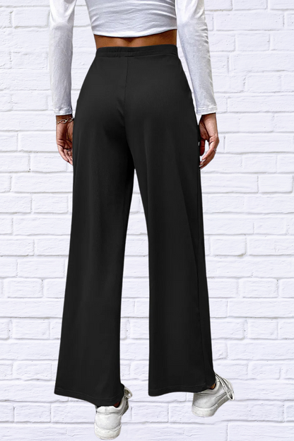 High Waisted Straight Pants Black
