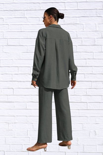 Button Up Shirt & Pants Set | Women’s Matching Outfit
