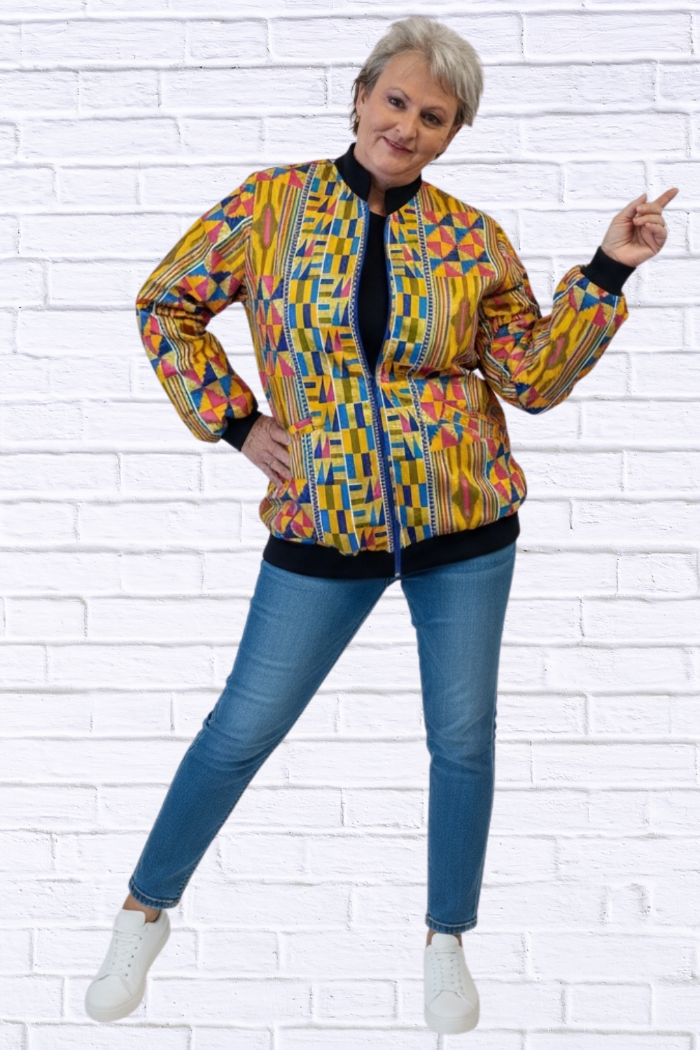 Maddy Traditional Bomber Printed Ethnic Jacket - Bold Prints | Diva USA 36 Multi Yellow
