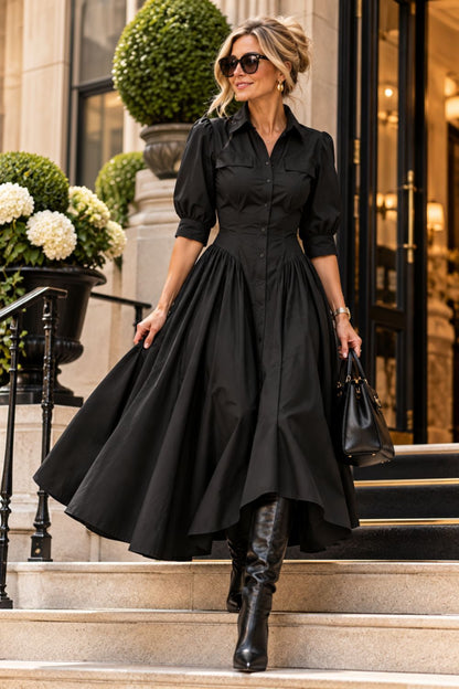 Plus Size Shirt Dress with Cinched Waist | Button-Down