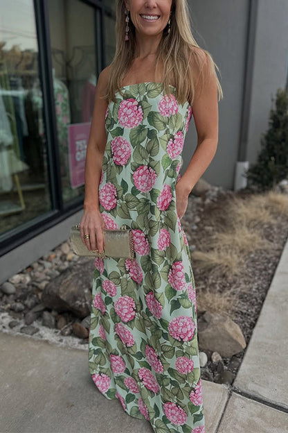 Strapless Tube Jardin Print Maxi Dress