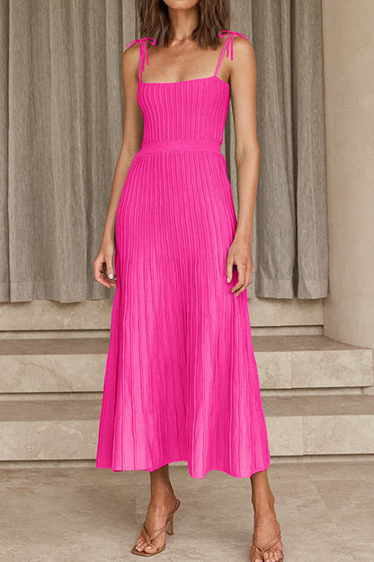 Tie Shoulder High Waist Knit Maxi Cami Dress
