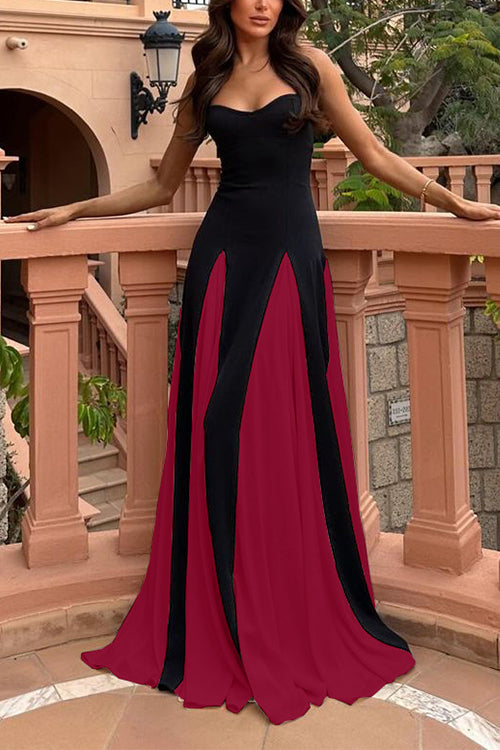 Spaghetti Strap Color Block Swing Maxi Party Dress(7 Colors Available!)