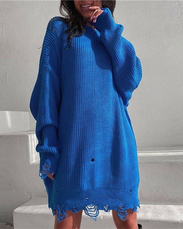 Clidress O Neck Chic Riped Oversized Sweater