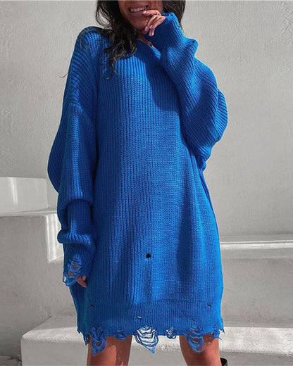 Clidress O Neck Chic Riped Oversized Sweater