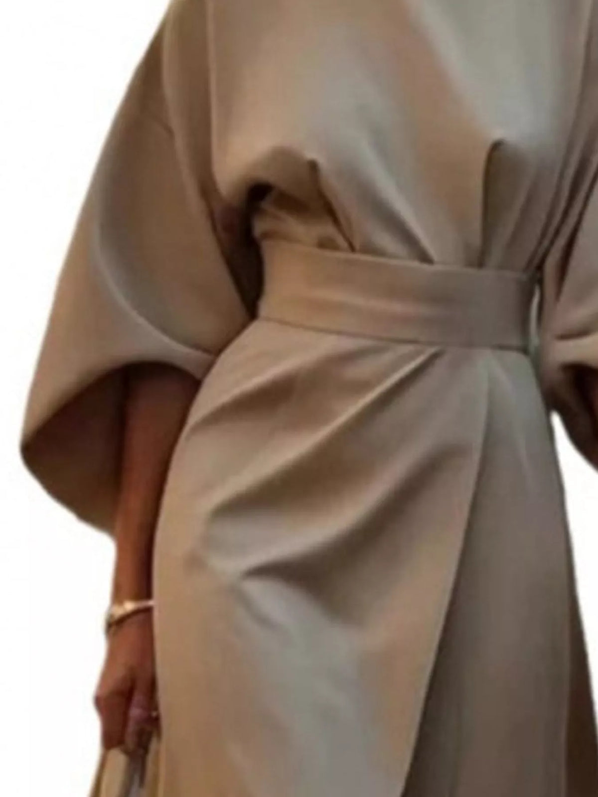 Full Sleeve Kimono Sleeves Round Neck Midi Dress Plus Size