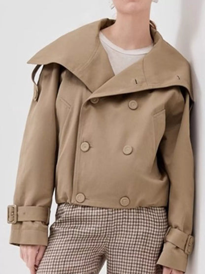 Double-Breasted Cropped Trench Jacket
