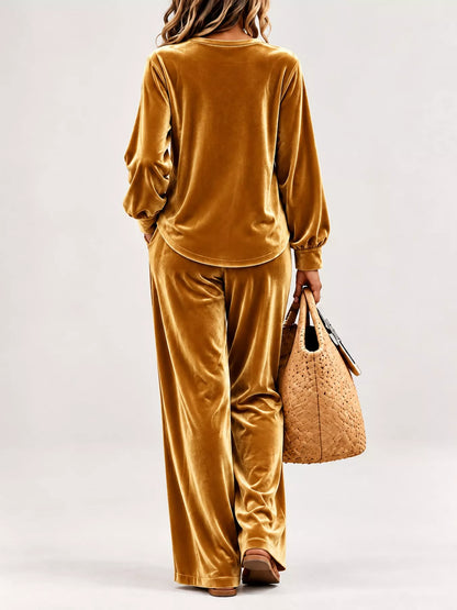 Decorative Button Top and Pants Set