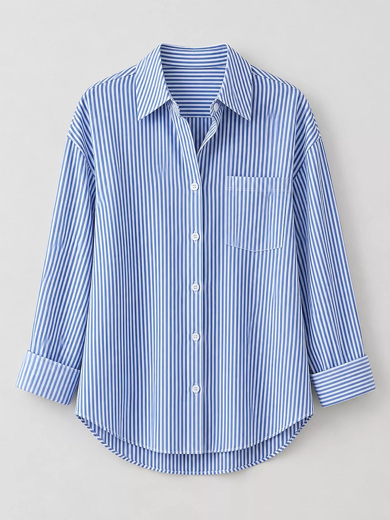 Full Size Striped Button-Down Long Sleeve Shirt Plus Size