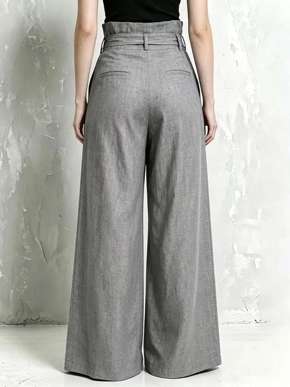 Wide-Leg Paperbag Waist Pants for Women | Plus Size