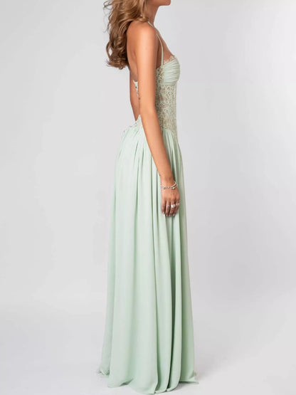 Lace Corset Halter Neck Maxi Dress