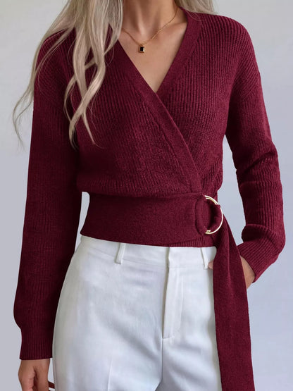 Metal Ring Detail Dropped Shoulder Sweater