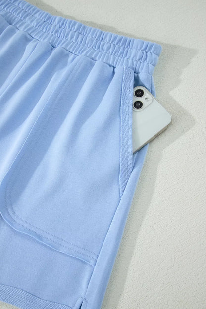 Casual Polo Collar Sleeveless Top and Shorts Set