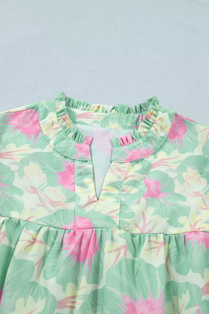 Floral Print Puff Sleeve Blouse