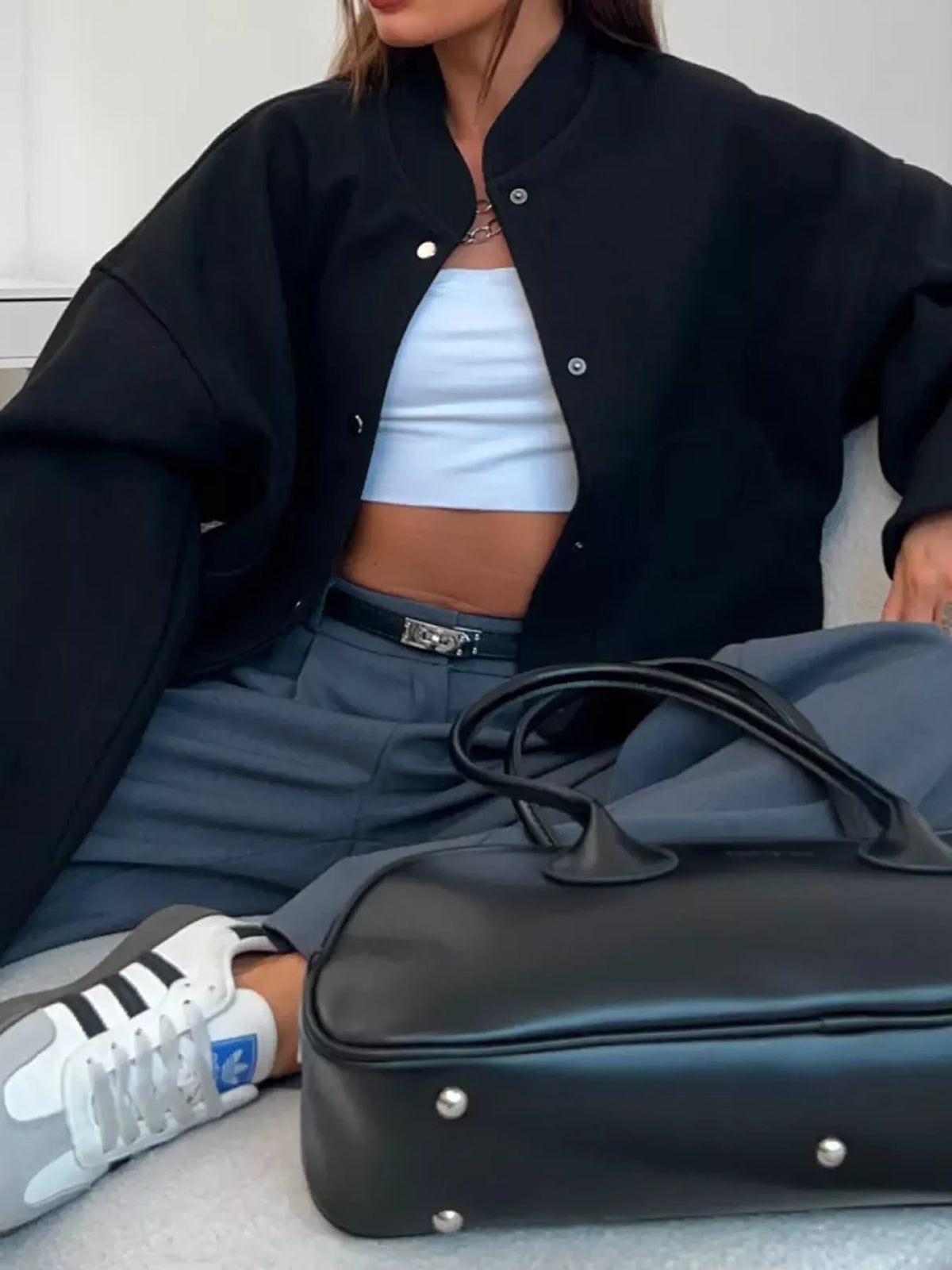 Snap-Button Bomber Jacket