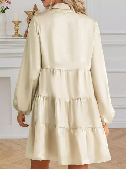 Elegant Satin Button-Down Shirt Dress
