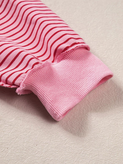 Stripe Ribbed Color Block Mock Neck Oversized Sweatshirt