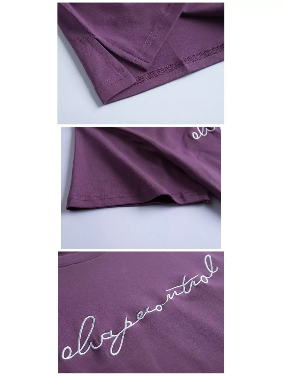 Full Size Letter Embroidered Round Neck T-Shirt Plus Size
