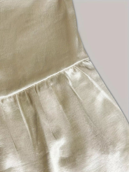 Elegant Satin Button-Down Shirt Dress