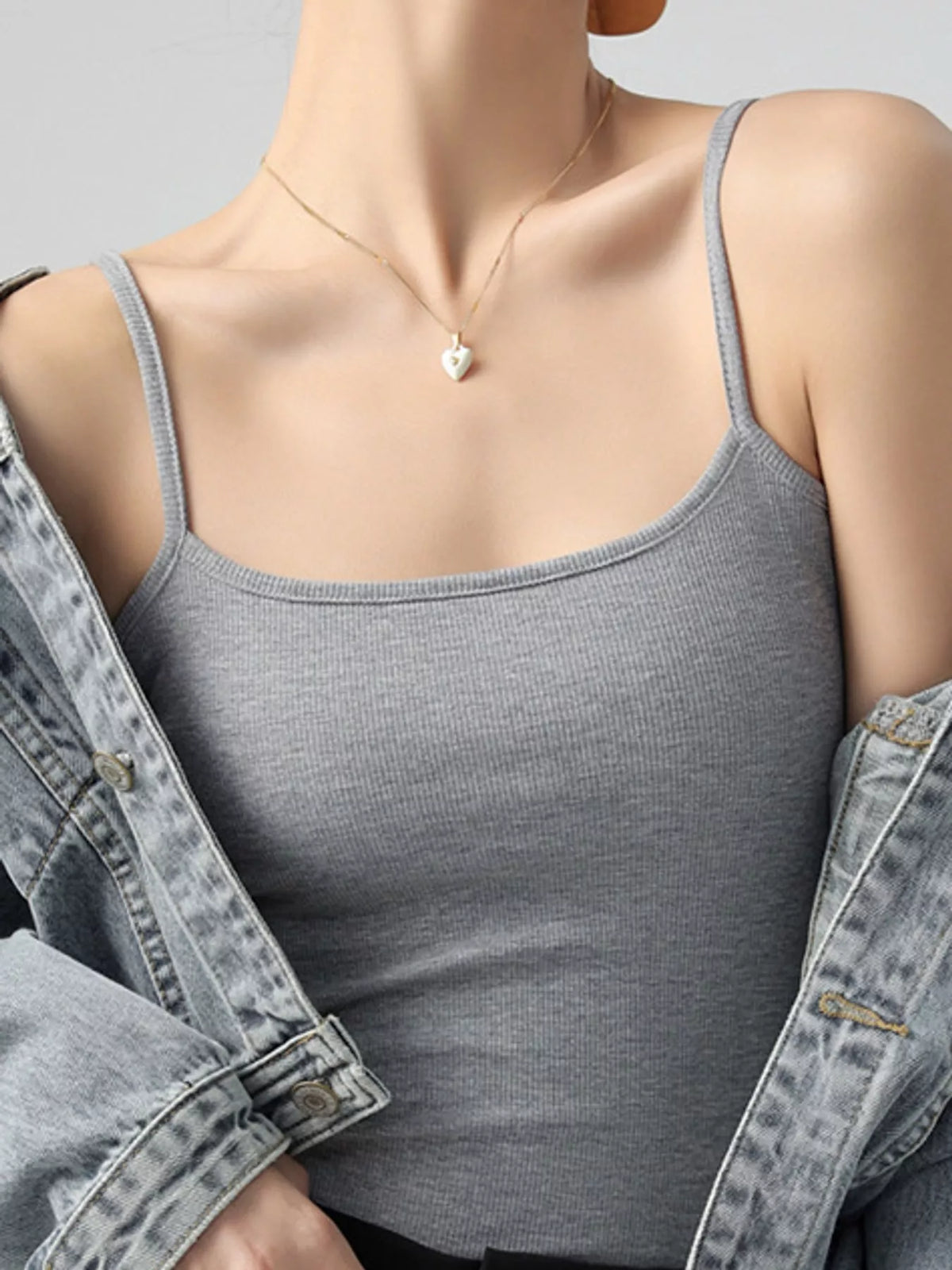 Slim-Fit Ribbed Square Neck Cami Top