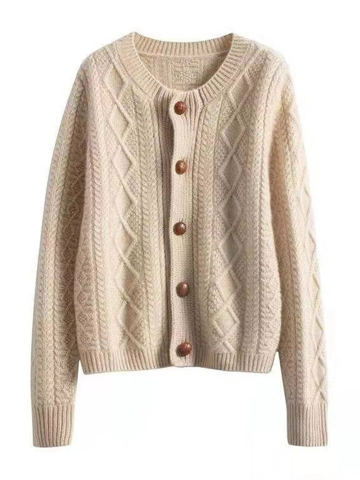 Cable-Knit Button-Down Cardigan