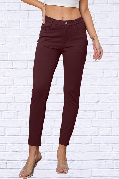 Stretchy Stitch Pants Burgundy