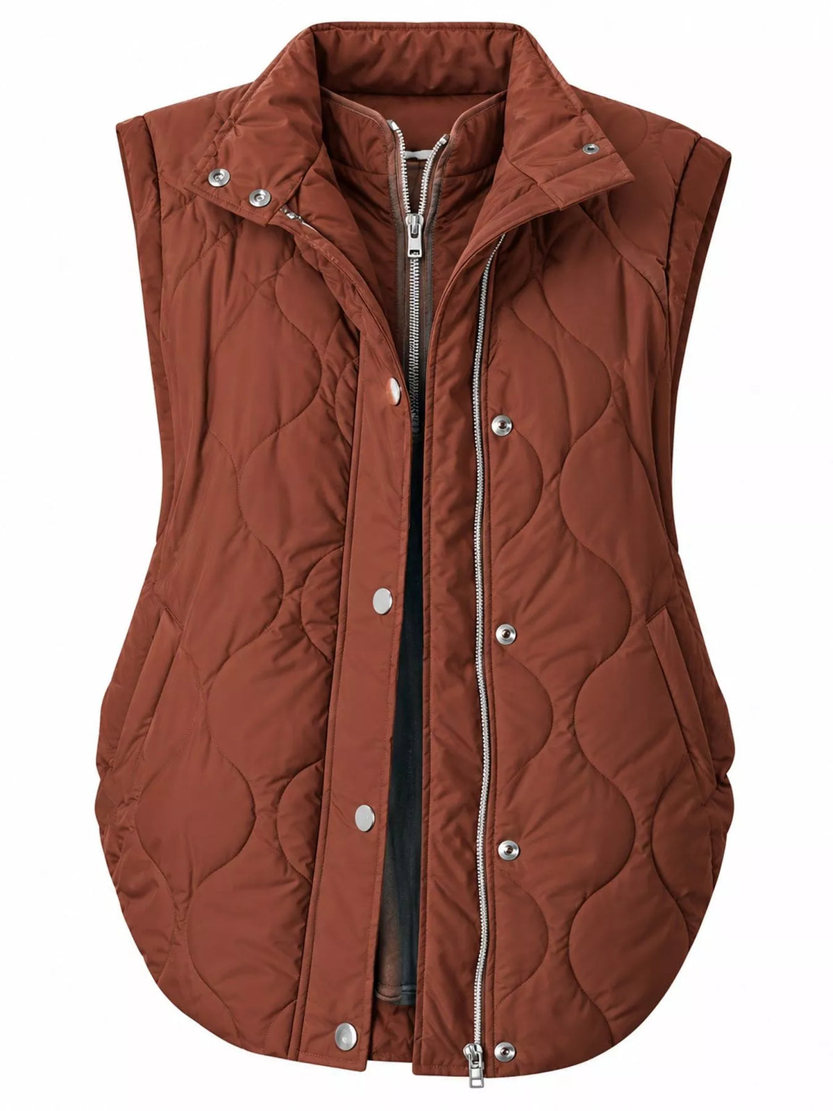Quilted Snap Button Vest Coat