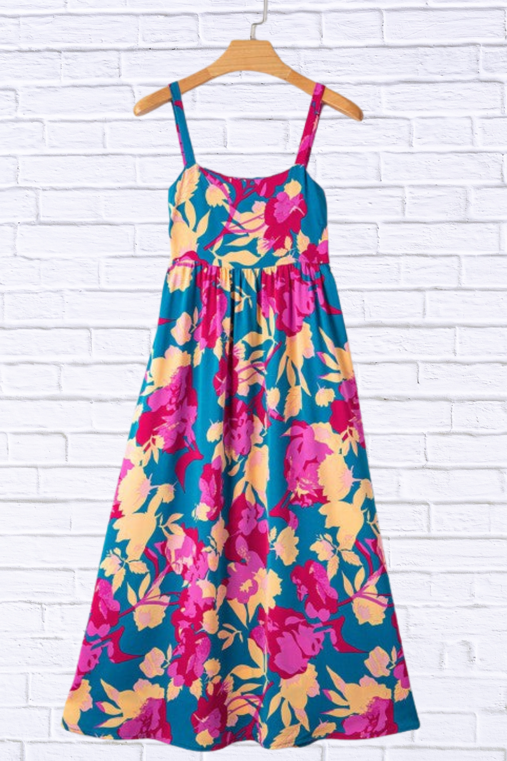 Floral High Waist Sleeveless Flared Maxi Dress