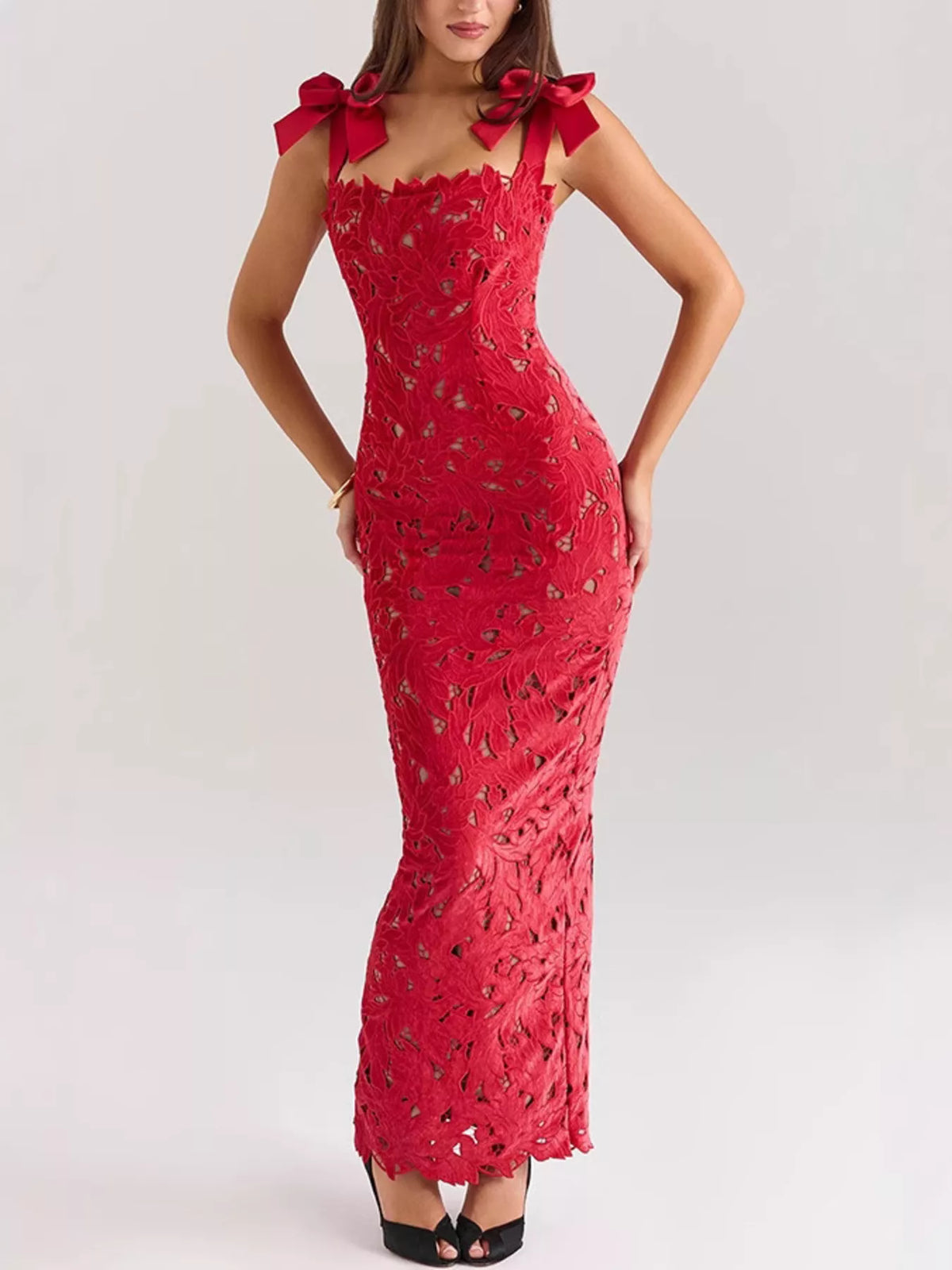 Aira's Slit Tie Shoulder Maxi Dress