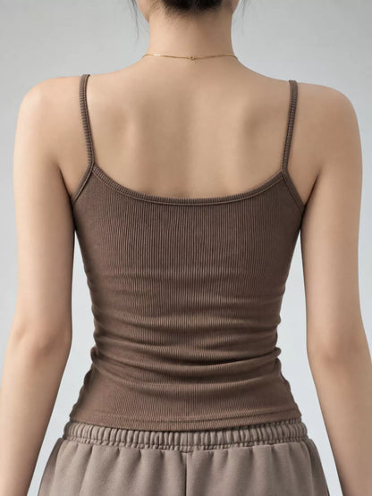 Slim-Fit Ribbed Square Neck Cami Top