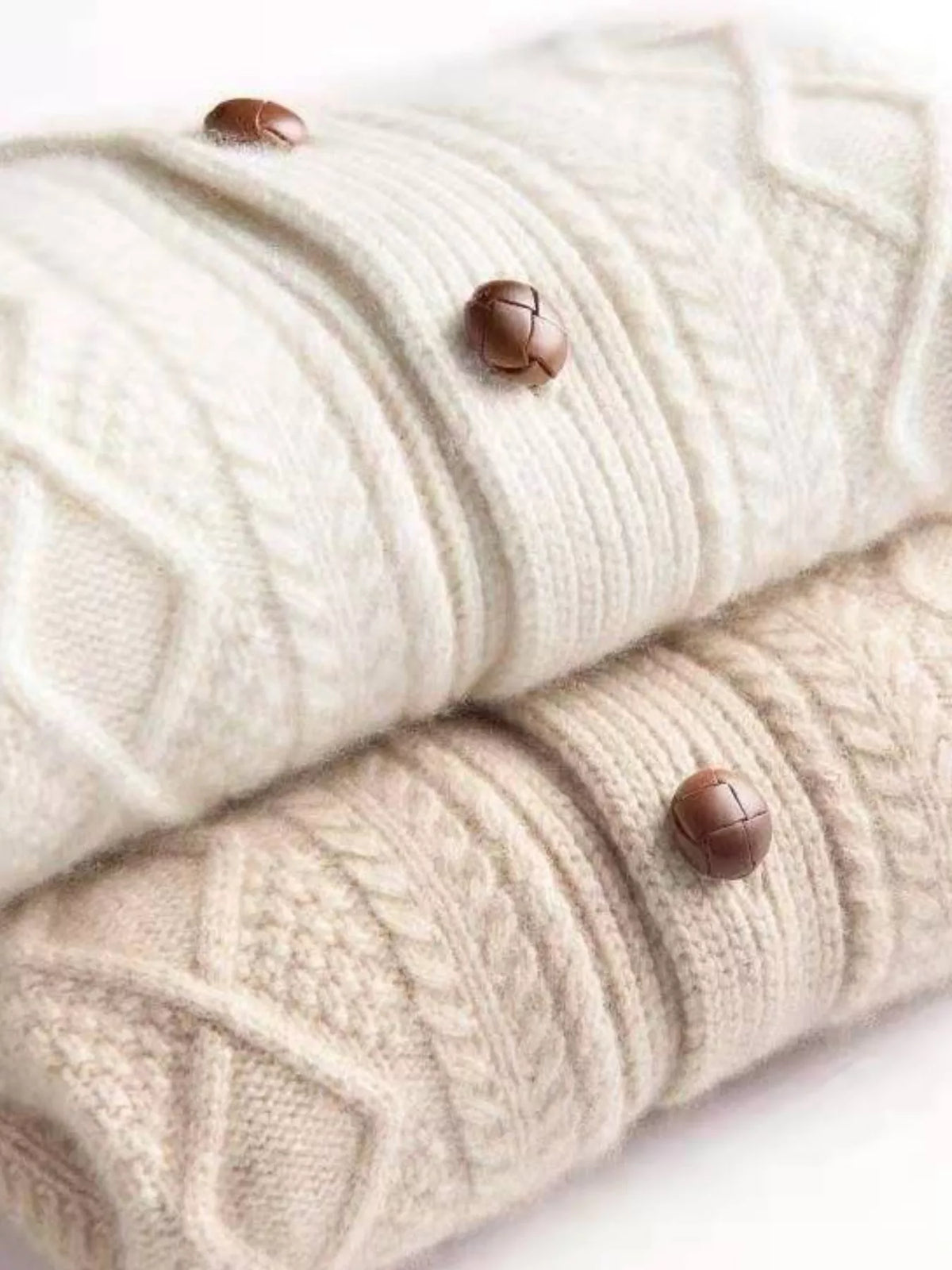 Cable-Knit Button-Down Cardigan