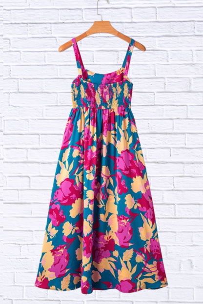 Floral High Waist Sleeveless Flared Maxi Dress
