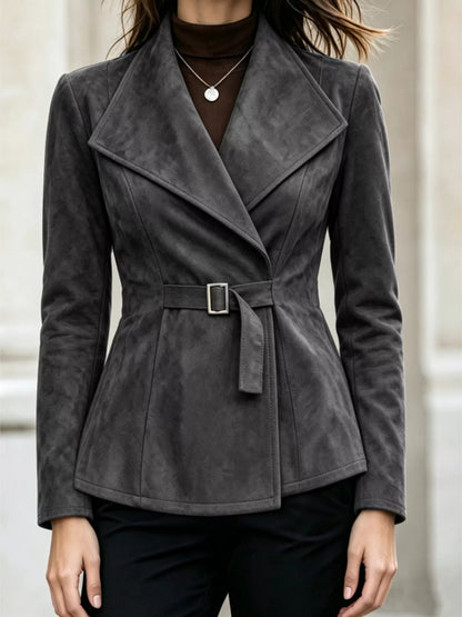 Long Sleeves Buckle Outerwear