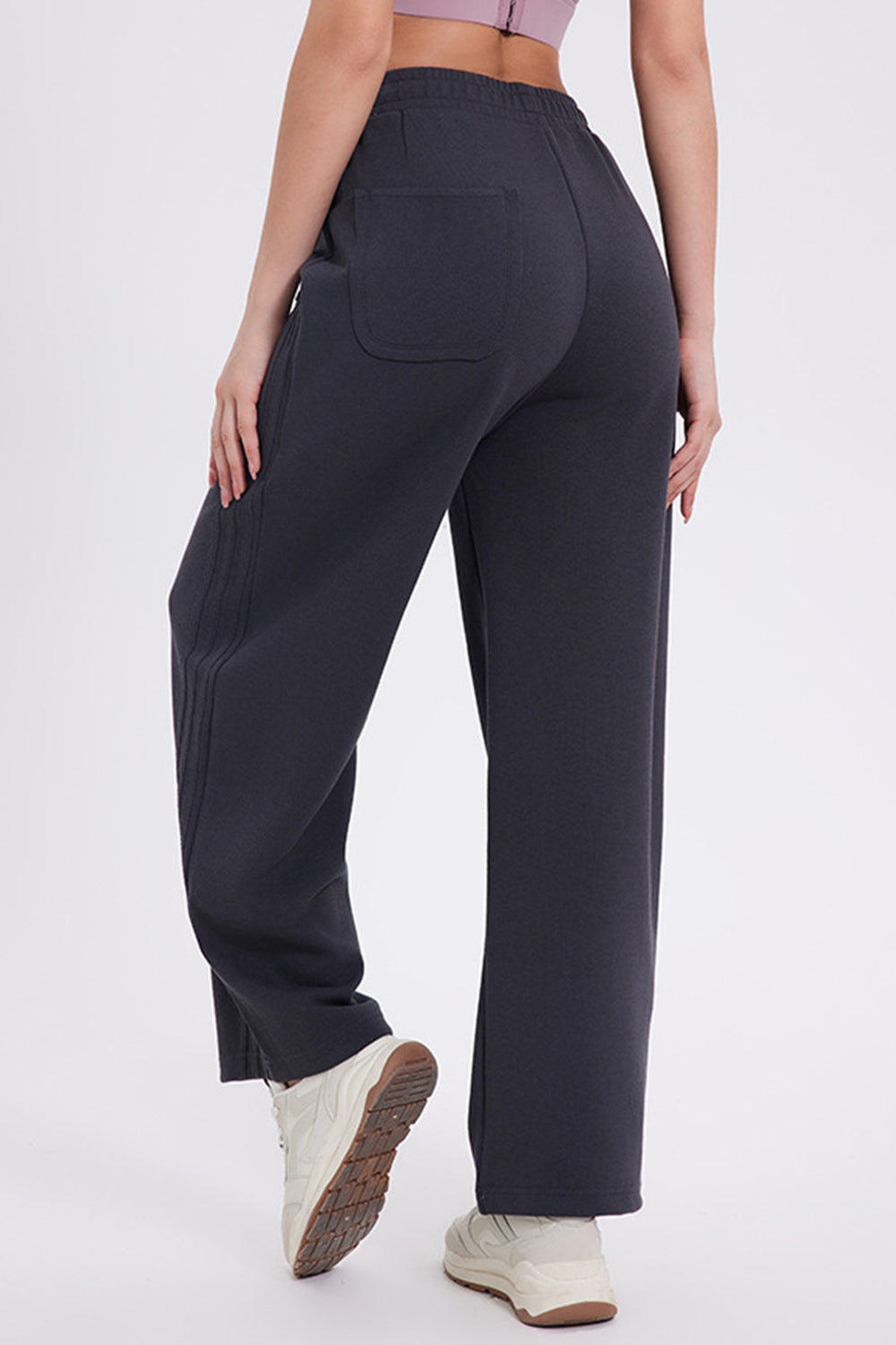 Basic Bae Elastic Waist Straight Leg Pants With Pockets