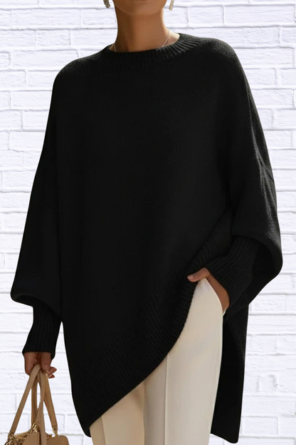 Oversized Batwing Sleeve Round Neck Sweater