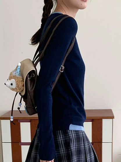 Layered Look Long Sleeve Knit Top
