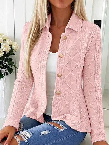 Cable-Knit Button Up Cardigan