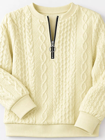 Full Size Quarter-Zip Cable Knit Sweatshirt Plus Size