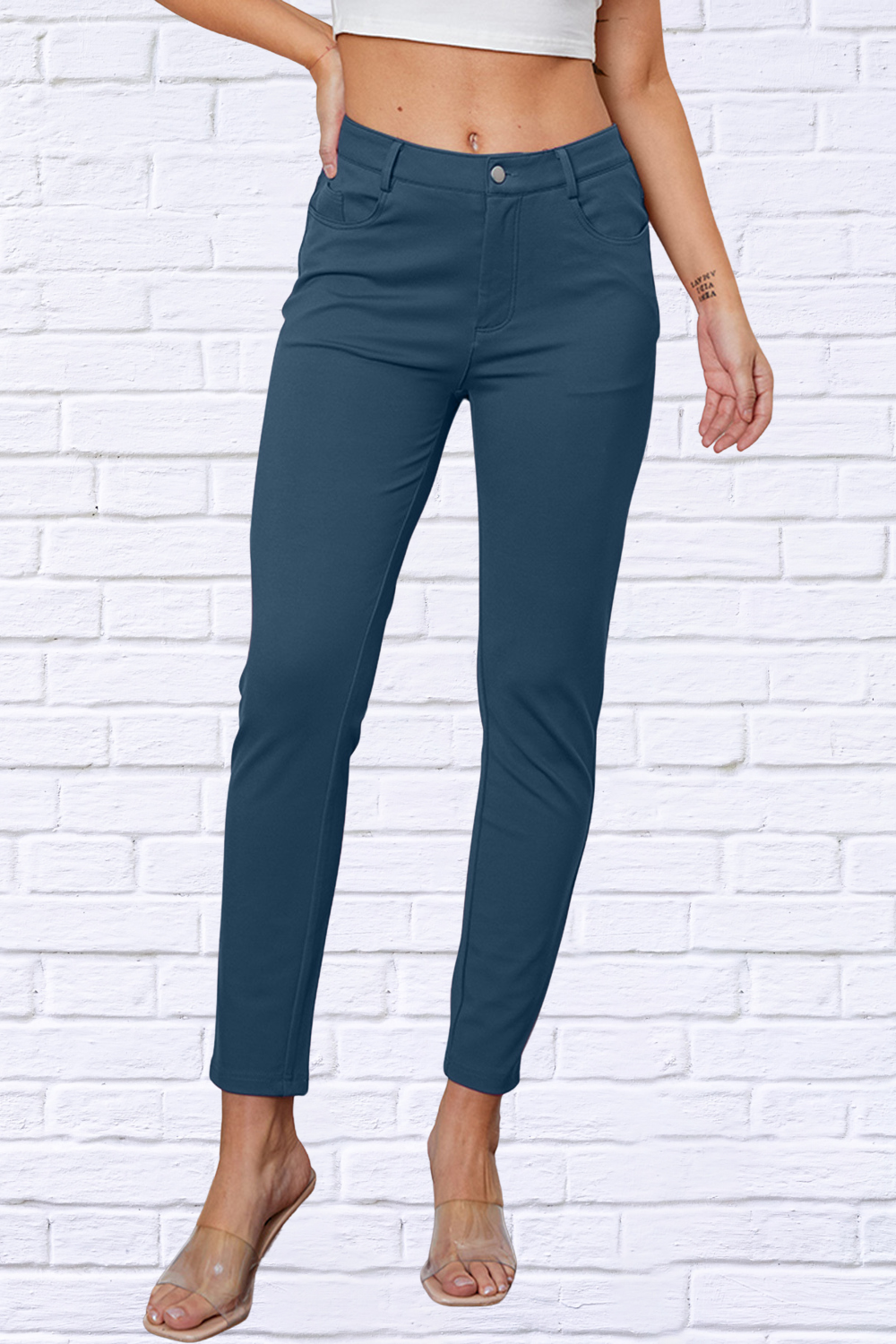 Stretchy Stitch Pants Dusty Blue
