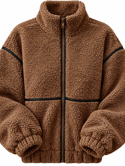 Stand Collar Cozy Sherpa Fleece Zip-Up Jacket