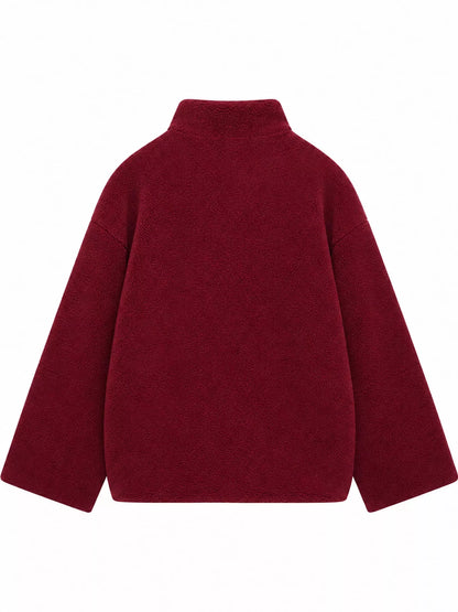 Oversized Cozy Sherpa Fleece Zip-Up Jacket