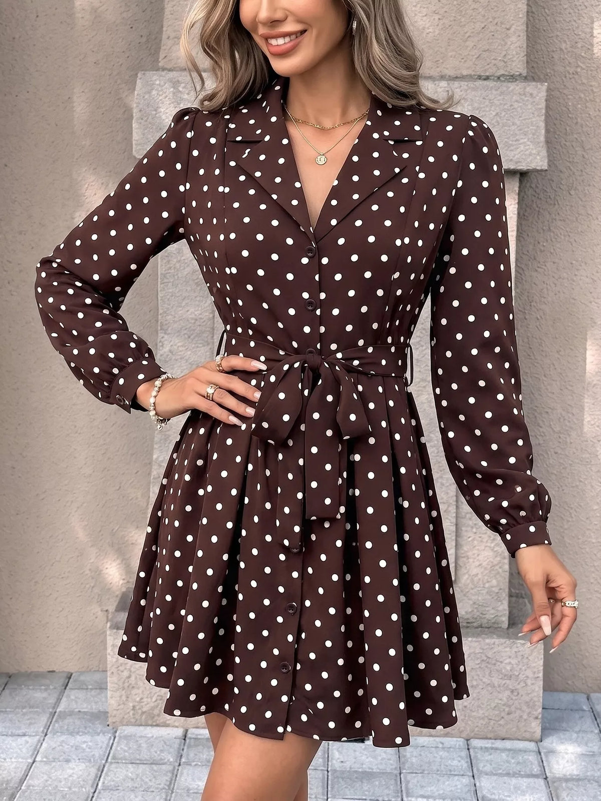 Hedvika's Polka Dot Long Sleeve Shirt Dress