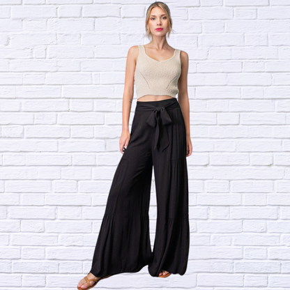 Women's Black Super Swingy Wide Leg Woven Pants Large