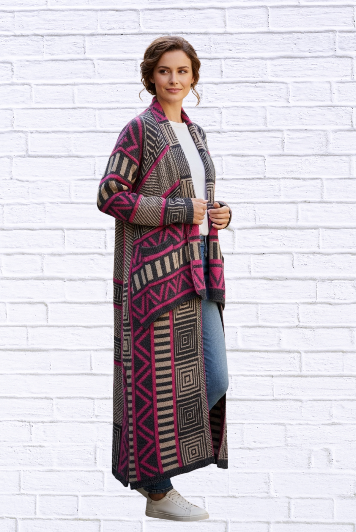 Printed Shawl Cardigan with Fringed Hem – Cozy, Stylish, and Perfect for Layering!