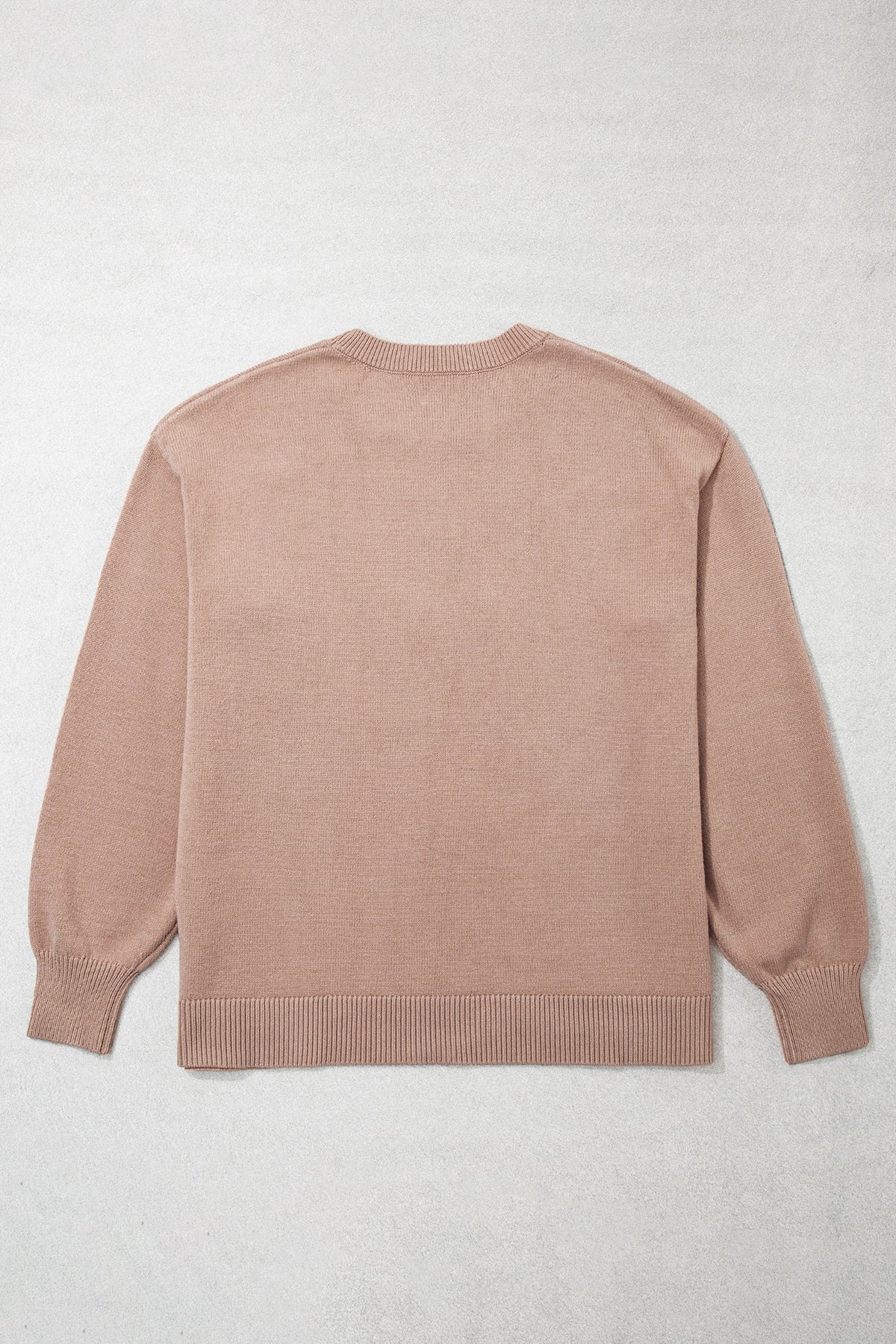 Dark Khaki Leopard Bow Embroidery Drop Shoulder Tunic Plus Size Sweater