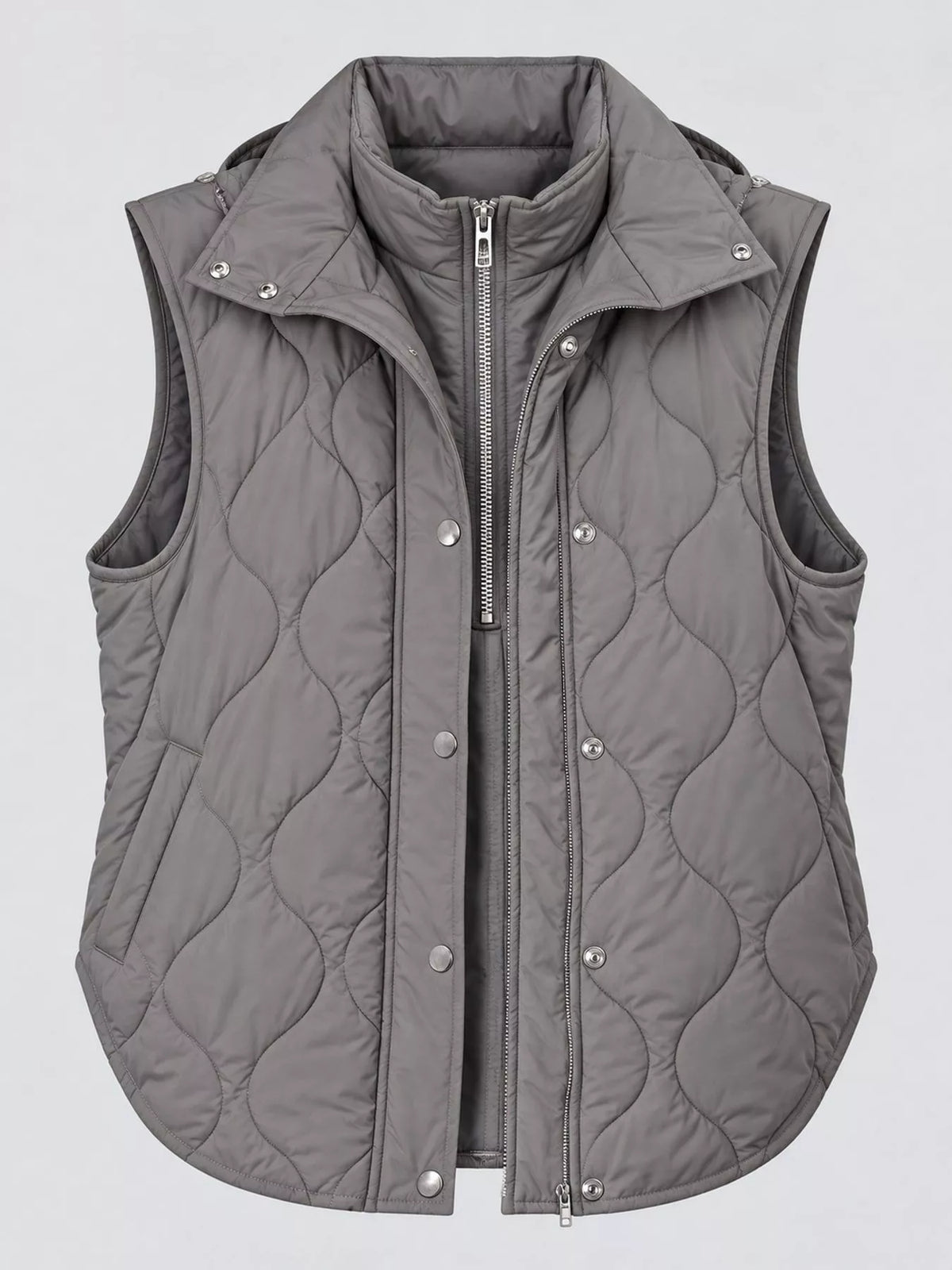 Quilted Snap Button Vest Coat