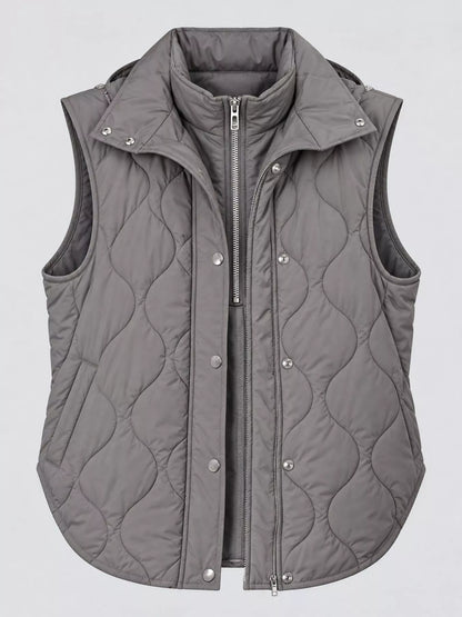 Quilted Snap Button Vest Coat